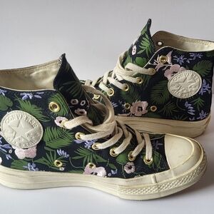 Converse Women's Floral High-Top Sneakers - Green and Black
